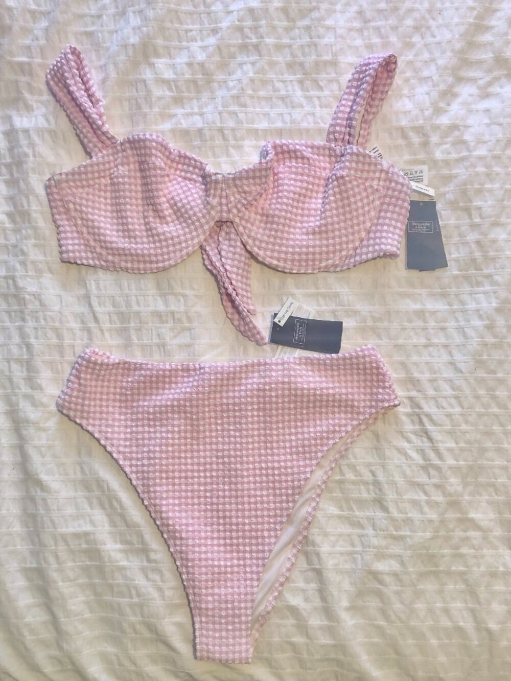 NWT Abercrombie & Fitch Pink Gingham Curve Love Bikini size Large - Picture 5 of 16